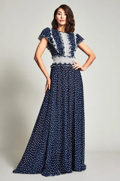 Tadashi Shoji Official Online Boutique Mariya Lace Lined Gown In Multi