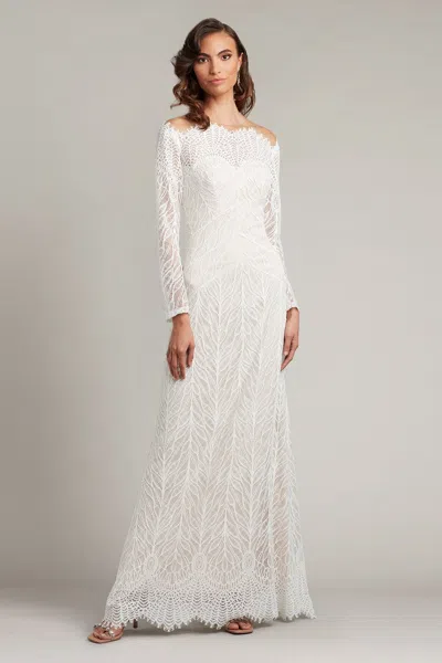 Tadashi Shoji Official Online Boutique Marvin Illusion Lace Gown In Ivory/petal