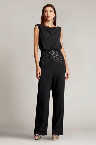 Tadashi Shoji Official Online Boutique Perin Back Drape Jumpsuit In Black
