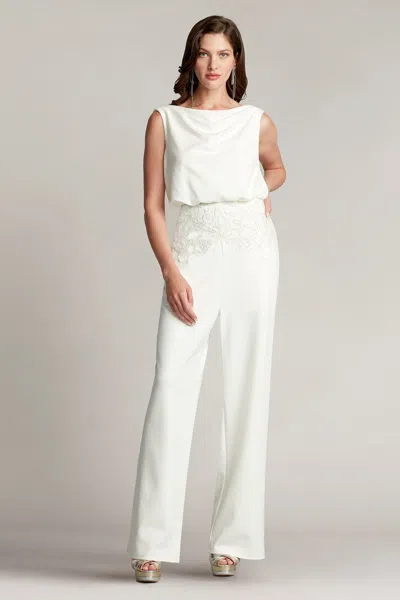 Tadashi Shoji Official Online Boutique Perin Back Drape Jumpsuit In Ivory