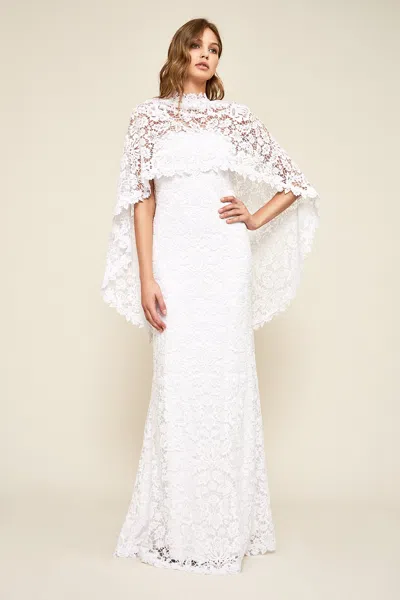 Tadashi Shoji Official Online Boutique Raleigh Strapless Capelet Gown In White