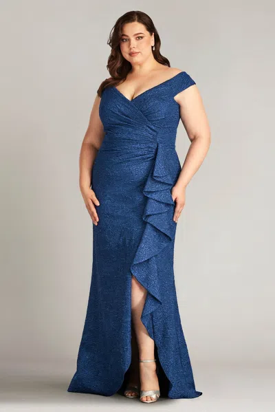Tadashi Shoji Official Online Boutique Roland Rose Jacquard Gown In Blue