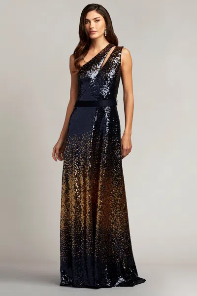 Tadashi Shoji Official Online Boutique Spry Sequin Ombré Gown In Navy Ombre