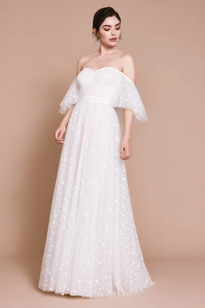 Tadashi Shoji Official Online Boutique Syrin Ruffle Corset Gown In White