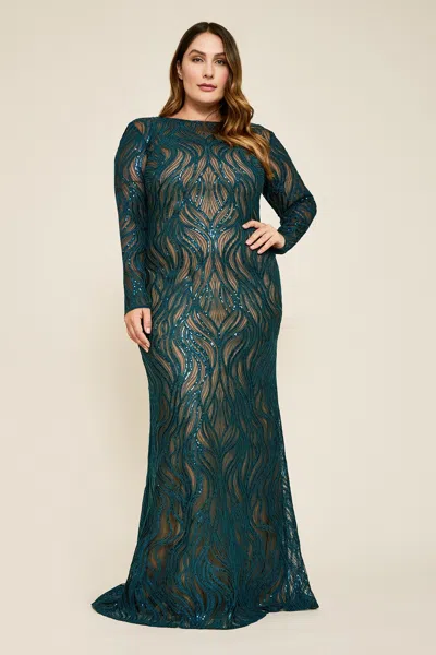 Tadashi Shoji Official Online Boutique Vibiana Embroidered Sequin Gown In Green