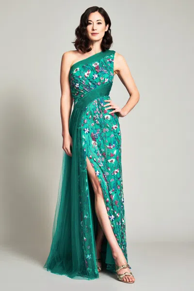 Tadashi Shoji Official Online Boutique Wakana Wrapped Tulle Gown In Jade