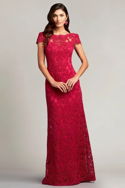 Tadashi Shoji Official Online Boutique Yuna Embroidered Column Gown In Blossom