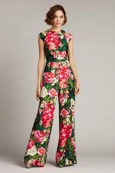 Tadashi Shoji Official Online Boutique Zora Floral Shoulder Cut-out Jumpsuit In Multi