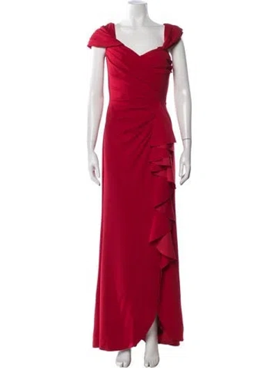Pre-owned Tadashi Shoji Off-the-shoulder Long Dress In Red