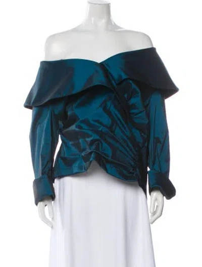 Pre-owned Tadashi Shoji Off-the-shoulder Long Sleeve Blouse In Multi