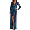 Tadashi Shoji Ansel Sequin Gown In Blue