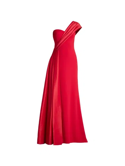 Tadashi Shoji Beis Draped One-shoulder Gown In Red