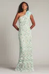 Tadashi Shoji Embroidered Lace One-shoulder Gown In Multi