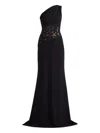 Tadashi Shoji One-shoulder Floral-detail Maxi Dress In Black