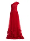 Tadashi Shoji One-shoulder Floral Maxi Dress In Red