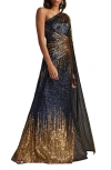 Tadashi Shoji Marseille Sequinned One-shoulder Dress In Gold