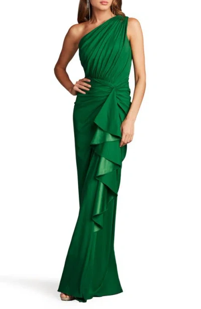 Tadashi Shoji One Shoulder Ruffle Gown In Multi