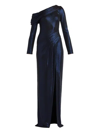 Tadashi Shoji One-shoulder Slit Maxi Dress In Blue