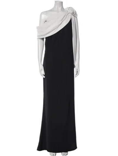 Pre-owned Tadashi Shoji One-shoulder Long Dress In Blue