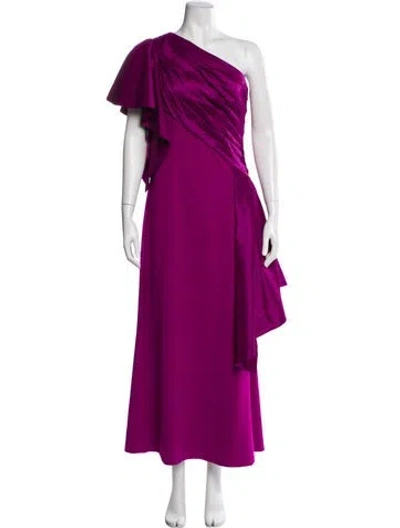 Pre-owned Tadashi Shoji One-shoulder Long Dress In Purple