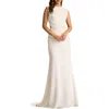 Tadashi Shoji Open Back Crepe Gown In Ivory