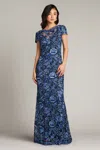 Tadashi Shoji Brx16575l Long Formal Floral Evening Dress In Blue