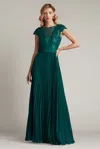 Tadashi Shoji Surette Sequin Embroidered Pleated Chiffon Gown In Multi
