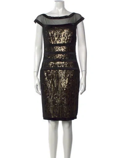 Pre-owned Tadashi Shoji Patterned Knee-length Dress In Black