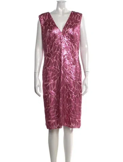 Pre-owned Tadashi Shoji Patterned Knee-length Dress In Pink