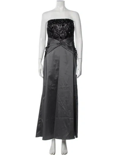 Pre-owned Tadashi Shoji Patterned Long Dress In Grey