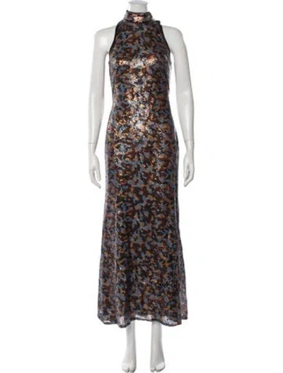 Pre-owned Tadashi Shoji Patterned Long Dress In Multicolor