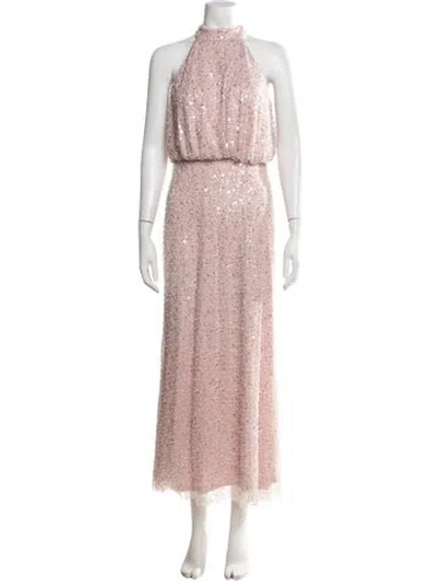 Pre-owned Tadashi Shoji Patterned Long Dress In Pink