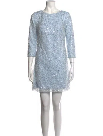 Pre-owned Tadashi Shoji Patterned Mini Dress In Blue
