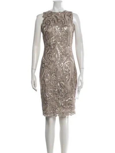 Pre-owned Tadashi Shoji Patterned Mini Dress W/ Tags In Neutrals