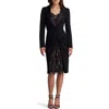 Tadashi Shoji Peekaboo Lace Panel Long Sleeve Cocktail Dress In Black