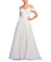 Tadashi Shoji Pierce Off-shoulder Embroidered Gown In Ivory