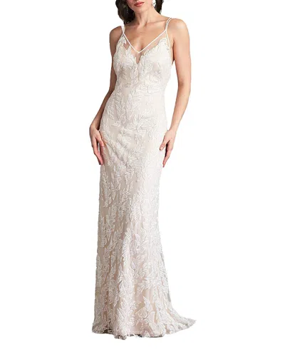 Tadashi Shoji Pippa Embroidered Tulle Strap Gown In Ivory