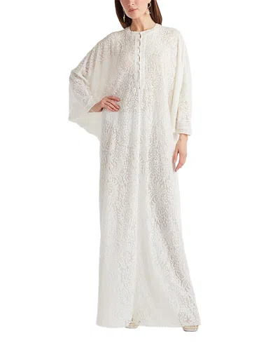 Tadashi Shoji Plaunt Lace Caftan Gown In White