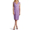 Tadashi Shoji Newell Embroidered Blouson Dress In Purple