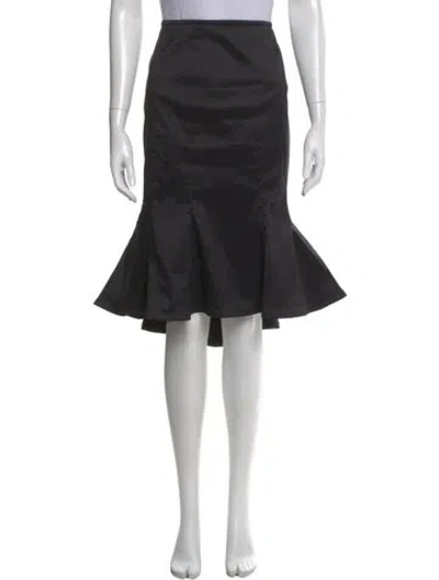 Pre-owned Tadashi Shoji Pleated Accents Knee-length Skirt In Black