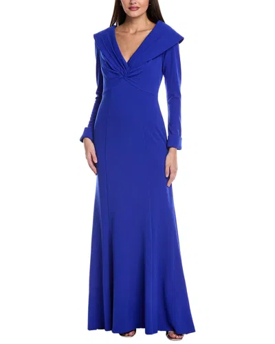 Tadashi Shoji Pleated Bodice Gown In Blue