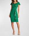 Tadashi Shoji Side Drape Crepe Sheath Dress In Bamboo