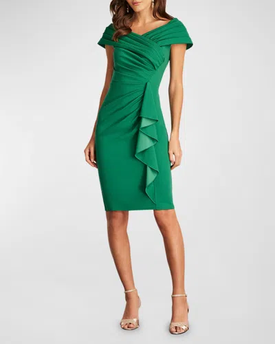 TADASHI SHOJI PLEATED BODYCON RUFFLE DRESS