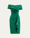 Tadashi Shoji Side Drape Crepe Sheath Dress In Bamboo
