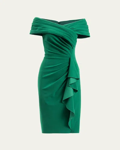 TADASHI SHOJI PLEATED BODYCON RUFFLE DRESS
