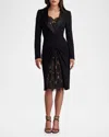 Tadashi Shoji Peekaboo Lace Panel Long Sleeve Cocktail Dress In Black