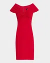 Tadashi Shoji Textured Crepe Portrait Collar Dress In Red Rock