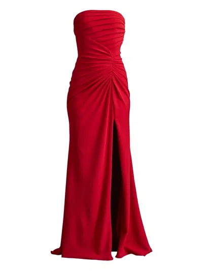Tadashi Shoji Pleated Crepe Maxi Dress In Red
