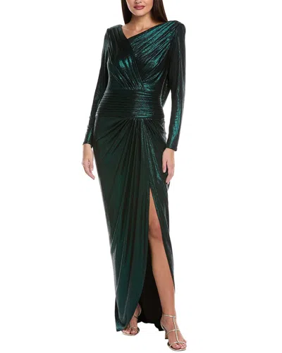 TADASHI SHOJI PLEATED METALLIC GOWN
