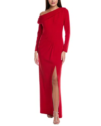 Tadashi Shoji Pleated Off-the-shoulder Gown In Red